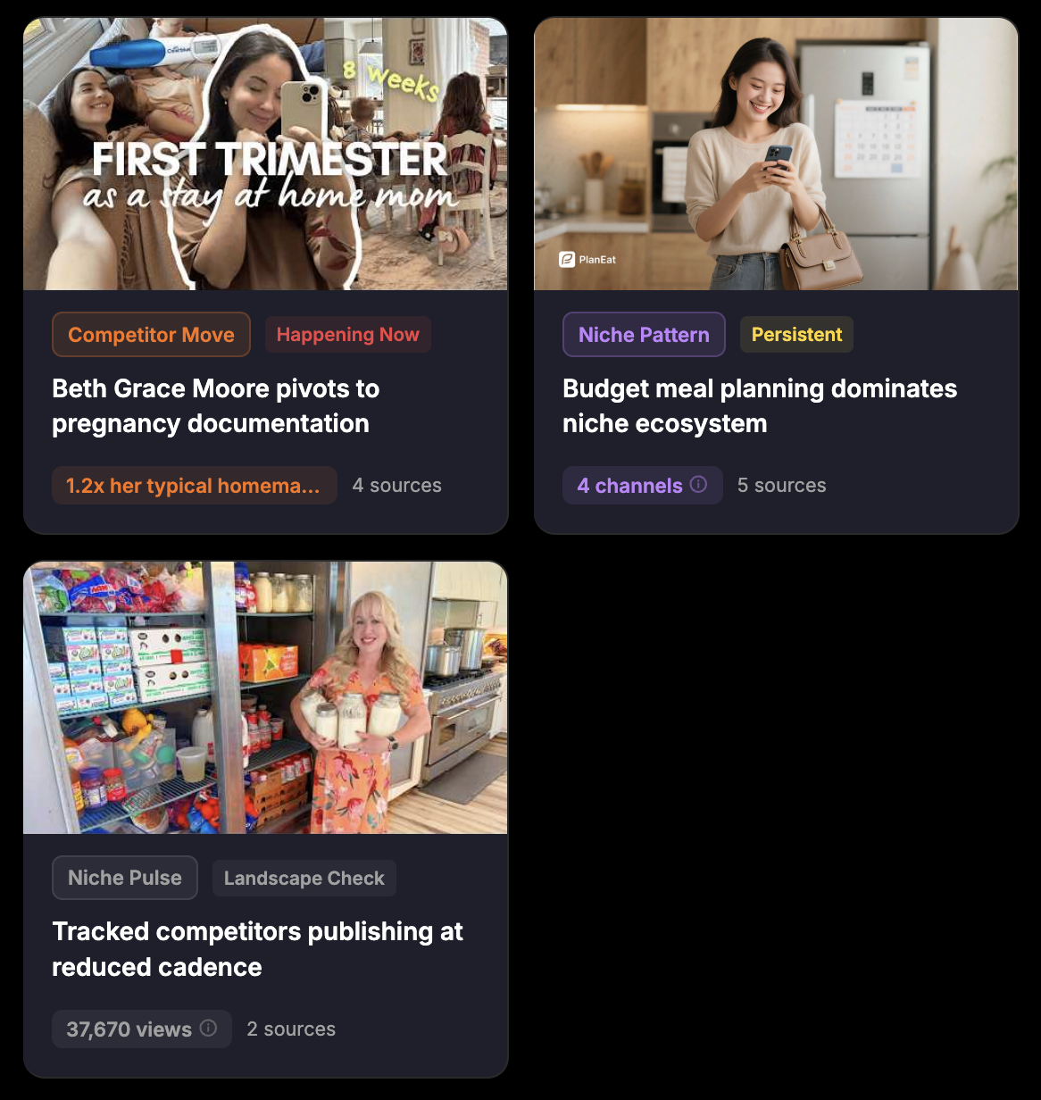 Niche signals from competitor activity and search trends